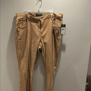 Tan Straight Leg Jeans with Relaxed Fit